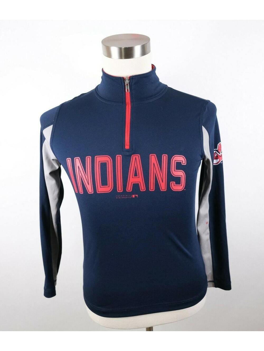MLB Cleveland Indians Boys Girls 1/4 Zip Shirt Genuine Merchandise Youth M